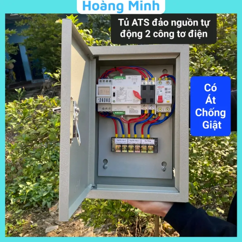 Tủ ATS chuyển nguồn tự động 2 công tơ điện có át chống giật 63A