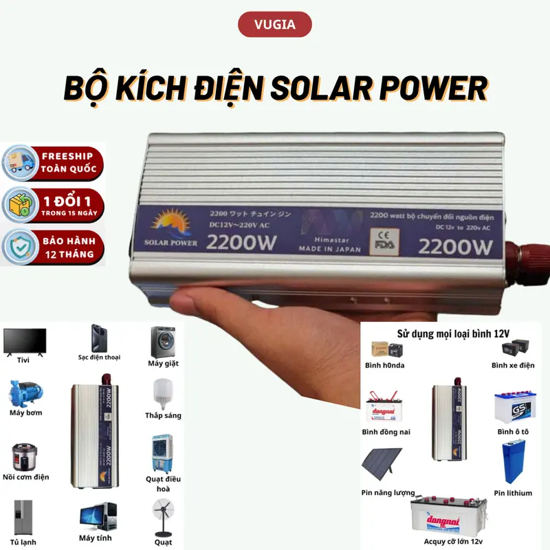 Bộ kích điện ắc quy 12V lên 220V Công Suất 2200w-4500w INVERTER