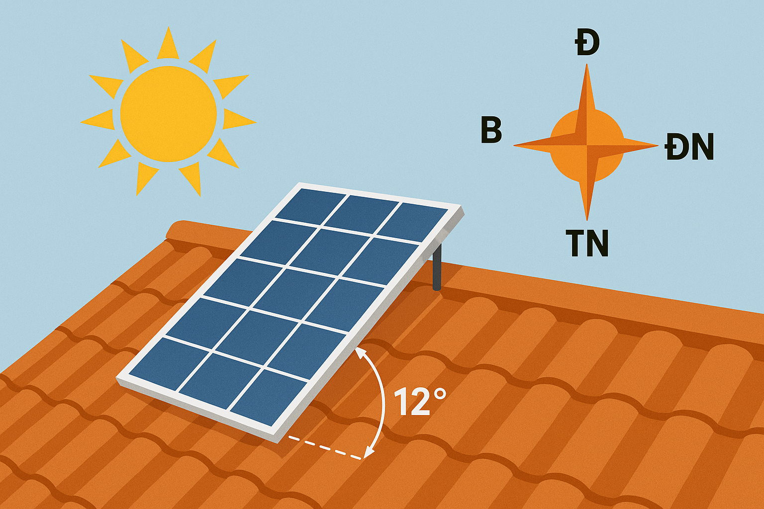 Tối ưu góc nghiêng & hướng đặt tấm pin ở Bình Dương